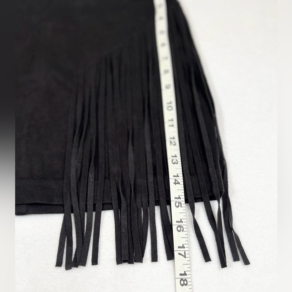 FOREVER 21 One Side Fringe Faux Suede Mini Skirt Cowgirl Western Fall Rodeo S - Picture 12 of 12